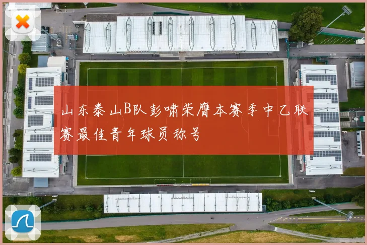 山东泰山B队彭啸荣膺本赛季中乙联赛最佳青年球员称号
